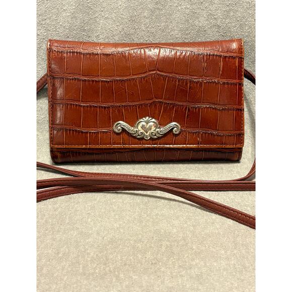 Brighton Vintage Wallet Crossbody Brown Leather Expandable Lots of Pockets - Picture 9 of 10